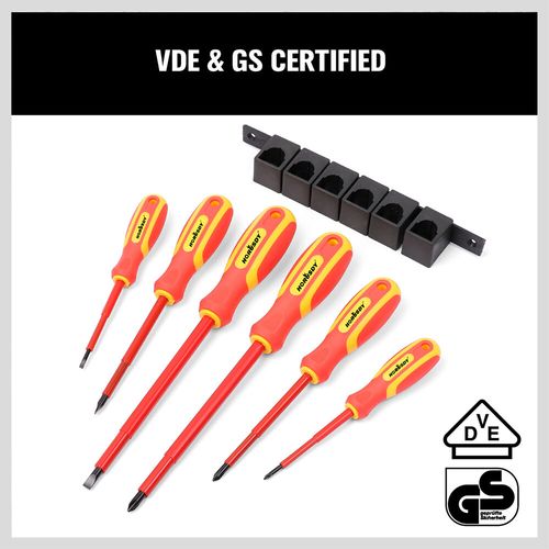 6pc Insulated Magnetic Electricians Screwdriver Soft Grip Phillips Flat Set — image 4