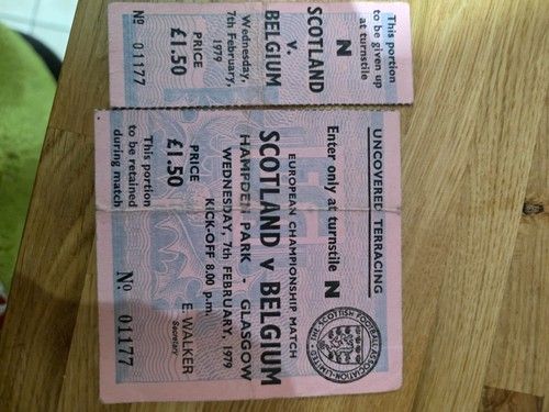 TICKET SCOTLAND v BELGIUM 1979 unused