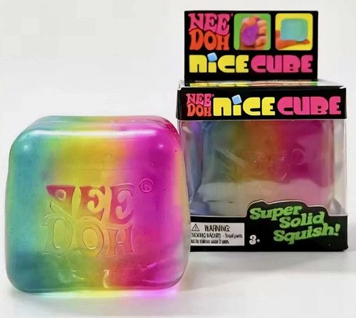 Needoh Nice Cube Rainbow Multicolour Squishy Fidget Toy Multicoloured 