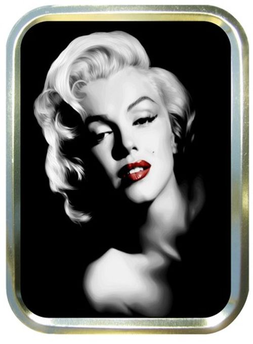 Marilyn Monroe Kiss 2oz Gold Tobacco Tin, Airtight Tobacco Tin, Storage Tin