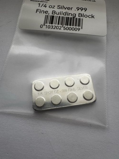 Lego Stackable Block. Fine Silver 1/4 oz .999