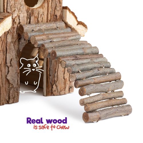PETLICITY Wooden Hamster Climbing House with Tunnels — image 5