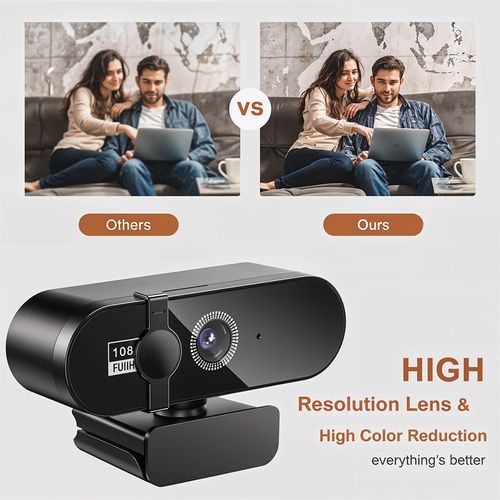 USB Plug Play Webcam ABS Black Web Camera For PC Laptop 1080P Full HD Computer — image 7