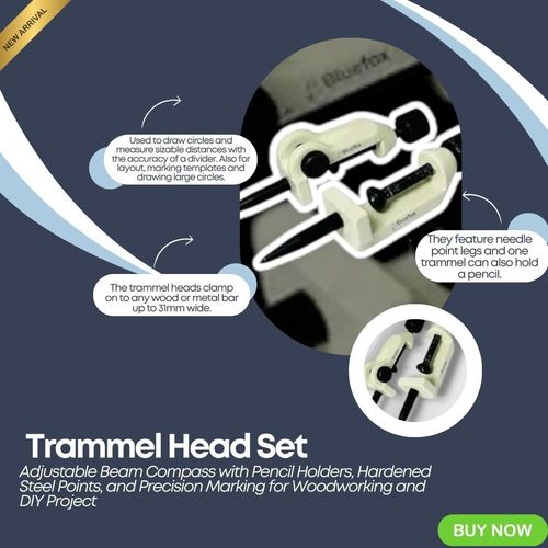 NEW Large Adjustable Trammel Head Set Beam Compass, Pencil Holders, Points — image 6