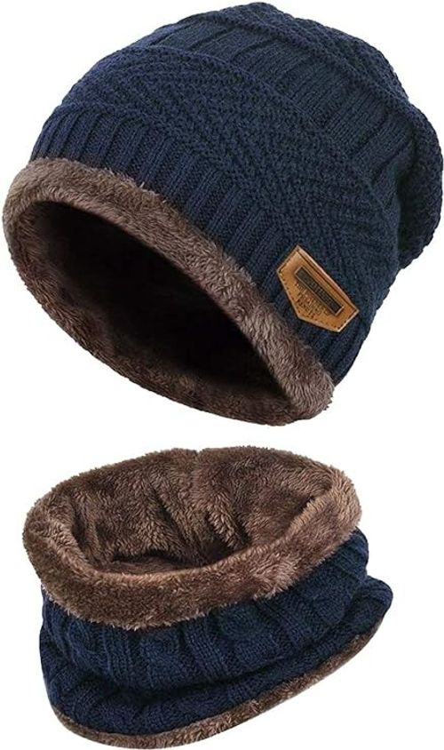 Kids Winter Beanie Hat and Circle Scarf Set Thick Warm Ski Knitted 2-6 yrs — image 1