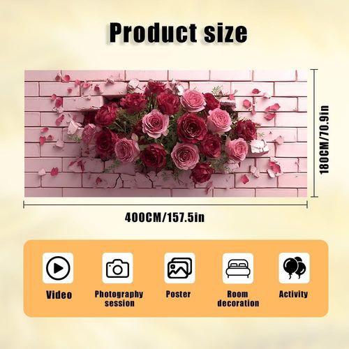 Rose Flower Garage Door Banner Pink Brick Floral Garage Banner Cover Backdrop XS — image 6
