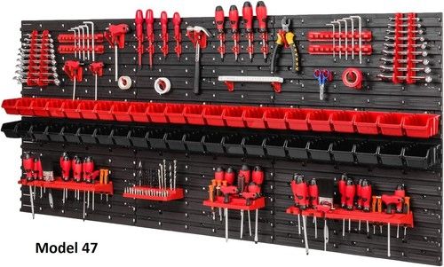 WALL MOUNTED TOOL PEG BOARD SET GARAGE STORAGE BINS WORKSHOP RACK SHED ORGANISER