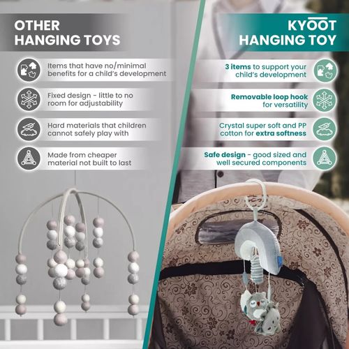 Kyoot Hanging Pram Toys Buggy baby boy girl Rainbow Star Owl Rattle Teether Toy — image 7