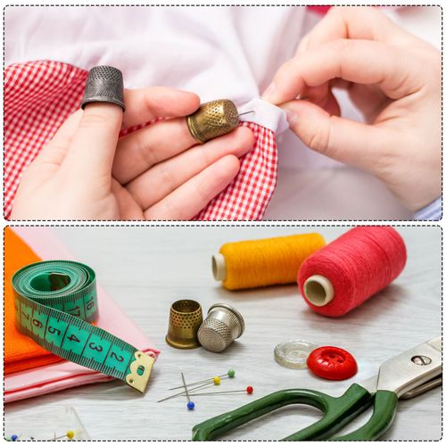 4pcs Sewing Thimble Copper Sewing Thimble Finger Protector, Silver Tone — image 5