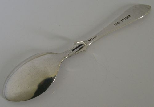 ENGLISH SOLID STERLING SILVER HOOKED BACK HONEY JAM SPOON 1944 — image 8