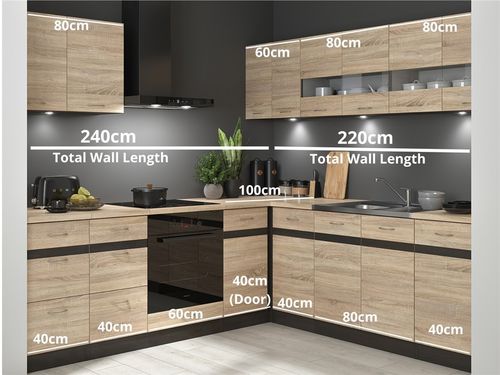 Corner Kitchen Cabinet Set 11 Right Unit Complete Fitted Sonoma Oak Wenge Junona — image 3