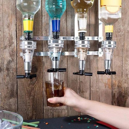 4 Optic Bottle Rack Wall Mounted Bracket Beaumont Spirit Measure Dispensers Bar
