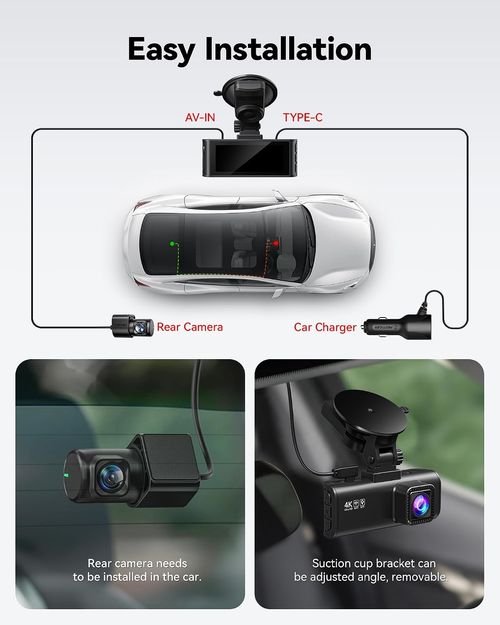REDTIGER 4K Car Dash Cam Front & Rear with GPS WiFi Loop Recording G-Sensor — image 6