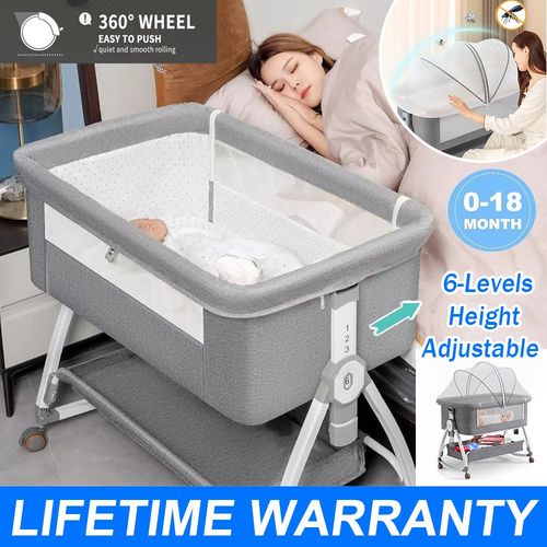 Baby Bedside Crib Sleeper Bassinet Height-adjustable Newborn Cot With Mattress — image 1