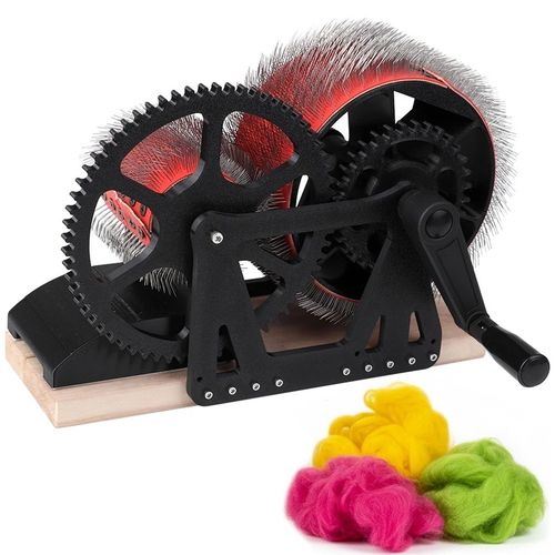 Drum Carder Wooden Frame Craft Wool Drum Carding Machine Wool Felt-Making Tool — image 13