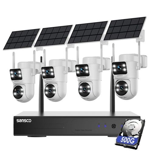 4MP 10CH NVR Wireless Solar Powered CCTV System HD WiFi 2-Way Audio Camera 500GB