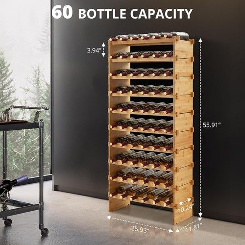 8/10Tier Freestanding Floor Wine Storage Shelves 72/60 Bottles Wine Racks 