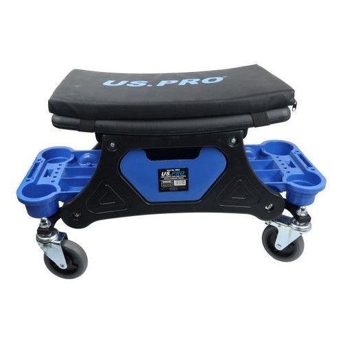 US PRO Mechanics Roller Seat Padded Creeper Rolling Stool With Storage Trays