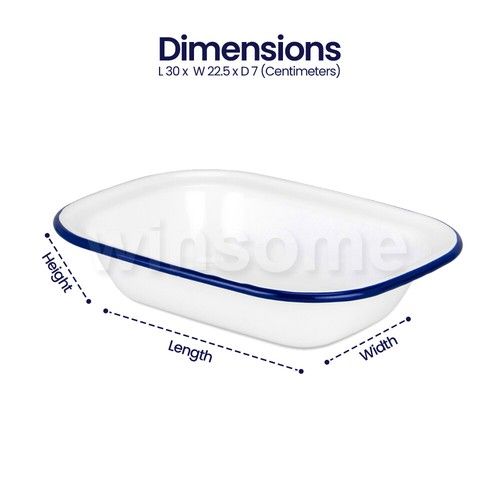 Enamel Pie Dish Oblong Bake Steak Pudding Baking Dish Oven Tray Traditional Tins