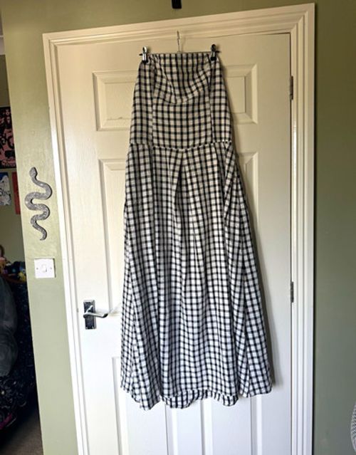 SheIn Women’s XL Regular Black/White Check Long A-Line Dress Elastic Waist