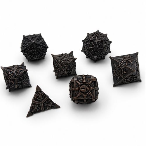 RARE Limited Gothic Metal Polyhedral Dice Set DND RPG Dark Fantasy Tabletop 7pc — image 1