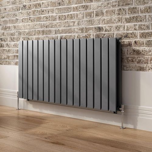 Radiator Horizontal Double Column Flat Panel Designer Heating Anthracite White — image 2