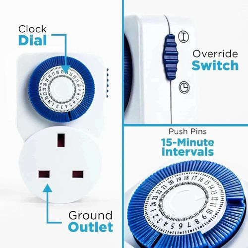 Timer Switch Mini | 24 Hour Segment Timer Light Switch | White UK Plug | S24HRMI — image 2