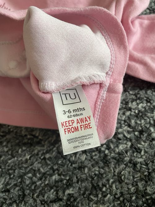 TU Baby Pink Long Sleeve Top Embroidered Baby Cheetah Flower Size 3-6 Months — image 3