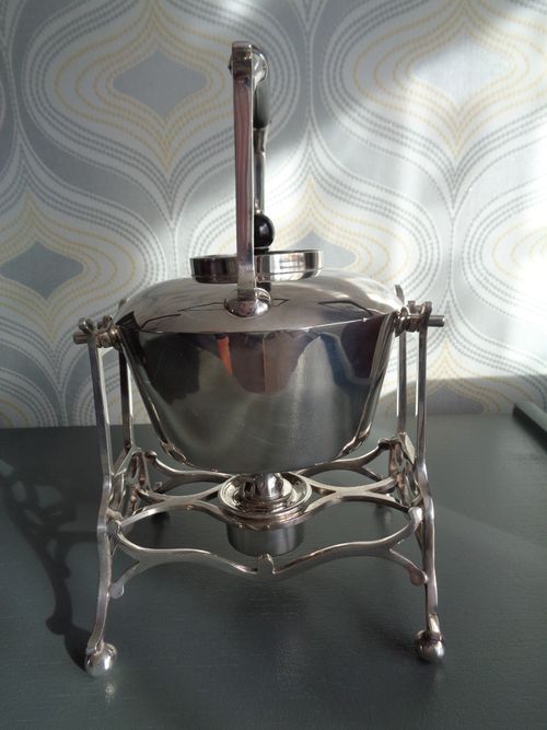 Martin, Hall & Co. Antique Silver Plated Tilting Spirit Kettle with Case — image 8