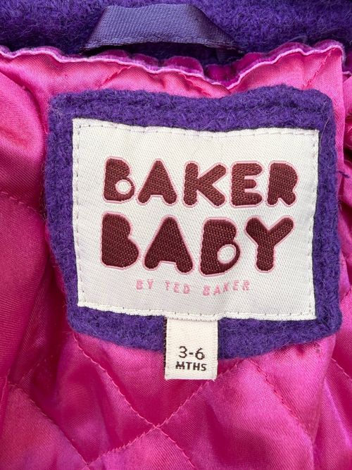 Baker Baby Ted Baker Girls Purple Wool Blend Coat 3-6 Months Pink Lined — image 5