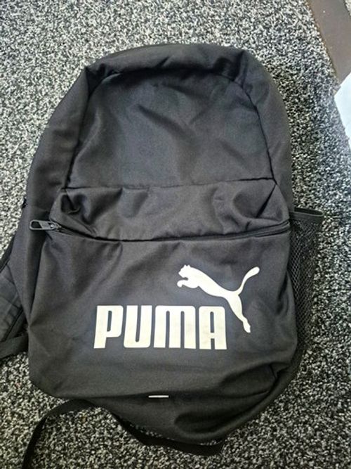 PUMA Black Logo Daypack Backpack with Adjustable Straps & Extra Compartments