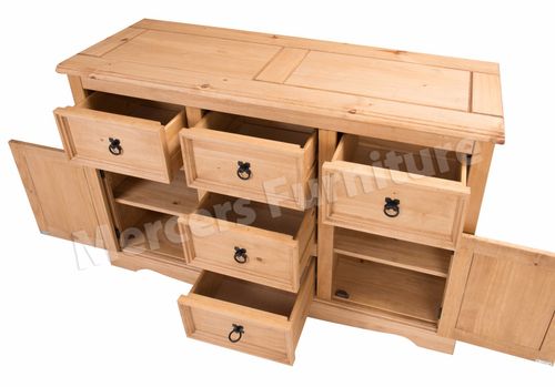 Corona Sideboard Large 2 Door 5 Drawer Solid Wood Mexican Pine Wooden Cabinet — image 4