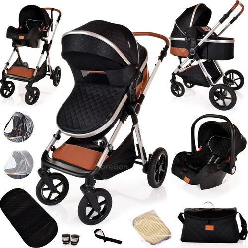 3 in 1 Pram Newborn Baby Buggy Set Travel System with Car Seat Folding Pushchair — image 1