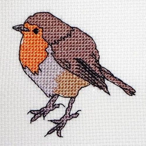 Christmas Robin modern counted cross stitch card pattern chart