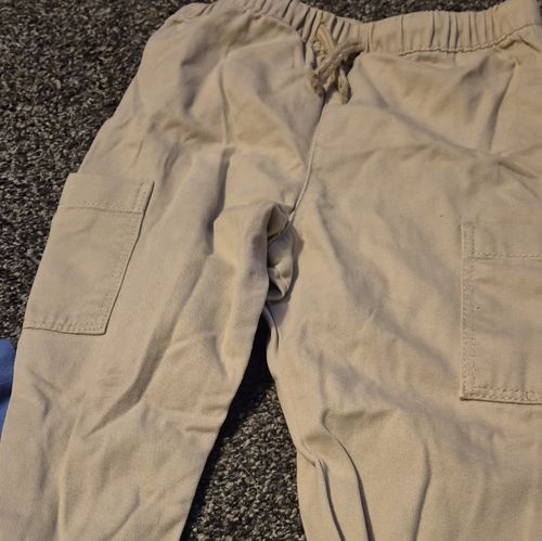 F&F Beige Cargo Trousers 12-18 Months Drawstring Adjustable Waist Pockets — image 2