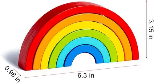 Wooden Rainbow Stacker Building Blocks Montessori Sensory Toy Kids 7 Colours — image 2