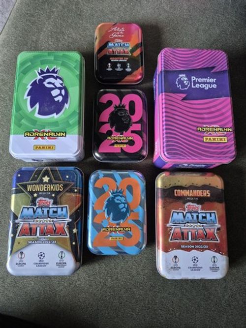 7x Mixed Football Card Empty Tins Bundle Topps Match Attax Panini Adrenalyn XL