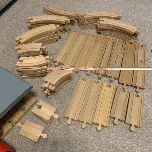 140 Piece Wooden Train Set bundle Brio & compatible track, trains, bridges — image 12
