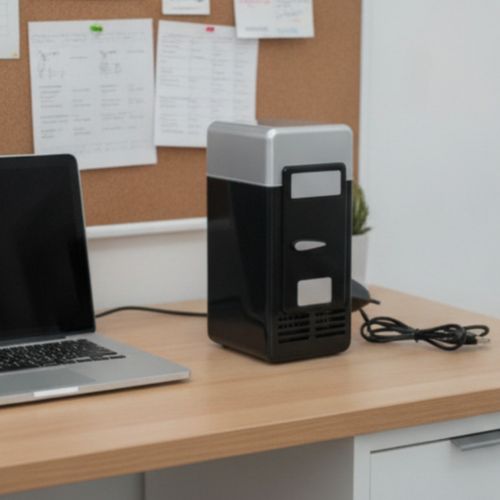 USB Mini Refrigerator Two-wayFunction Can Cooler with LED Light Energy — image 9