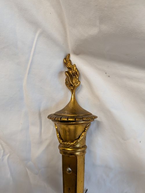 1 Pair Great Quality French Louis XVI Revival Gilt Brass Wall Sconces Mid Cent — image 3