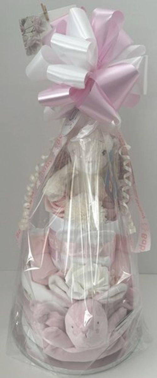 Stunning Traditional 2 Tier Blossom Bunny Baby Hamper Cake Set - Newborn Gift