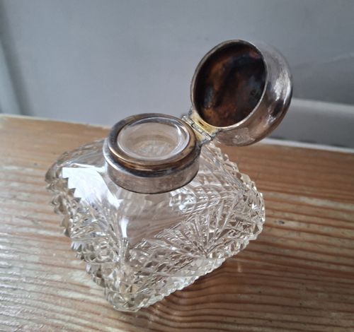 Silver Topped Glass Desk Inkwell — image 8