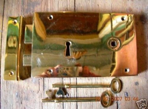 ~LARGE SOLID BRASS GEORGIAN STYLE RIM LOCK~~RIGHT & LEFT HAND AVAILABLE~