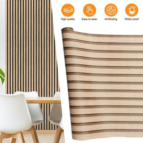 10M Self-Adhesive 3D Effect Wooden Slat Wall Panel Peel&Stick Easy DIY Wallpaper — image 11