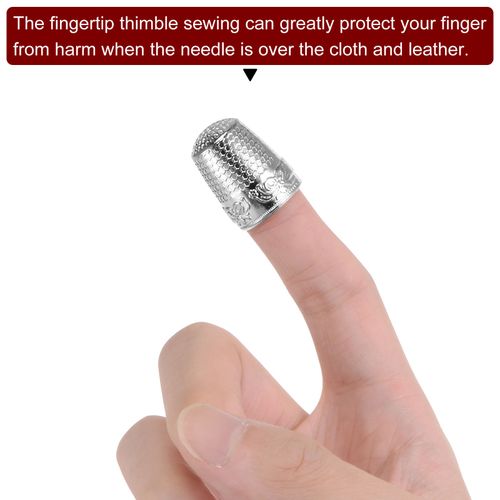 4pcs Sewing Thimble Copper Sewing Thimble Finger Protector, Silver Tone — image 4