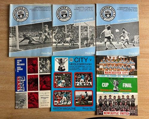 Man City 1975/76 Programmes x30 League Cup Winners Wembley Man Utd MCFC