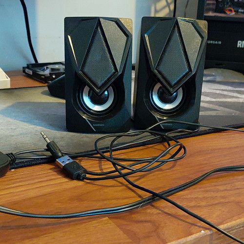 Goodmans Gaming Computer Speakers 373692 2.0 Wired USB 3.5mm 6W Black