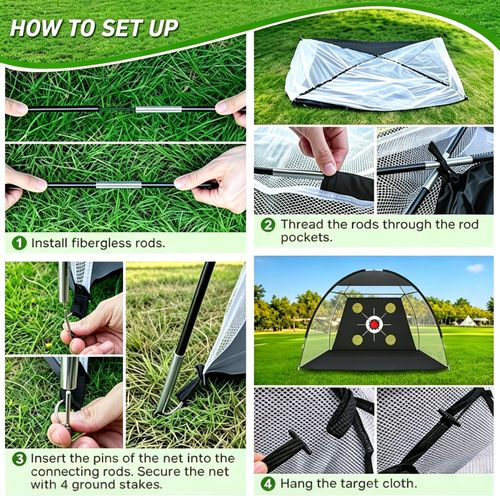 10x7ft Golf Practice Net with Mat & Balls Hitting Driving Chipping for Garden — image 7