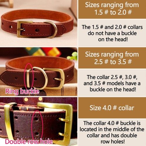 UK Leather Dog Collar Heavy Duty Dog Collars for Small Large Medium Dogs -