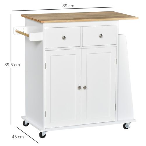 Kitchen Island Storage Cabinet Rolling Trolley with Wood Top, 3-Tier Spice Rack — image 3